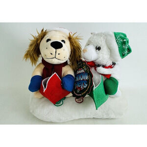 Singing Snow Pets Animated Musical Plush Dog Cat We Wish You Merry Christmas New
